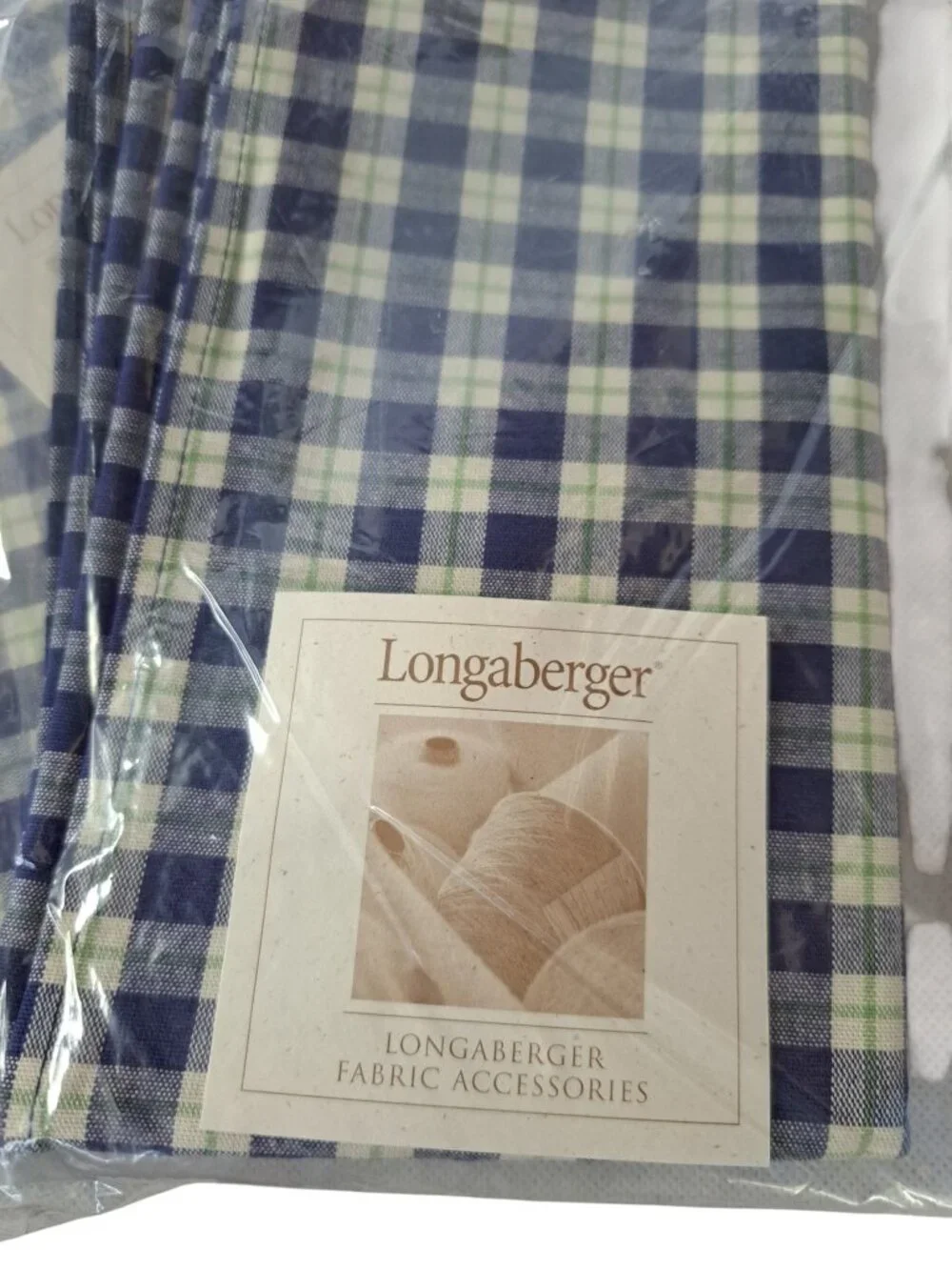 Longaberger Set Of 2 Blue Ribbon Plaid Fabric Napkins